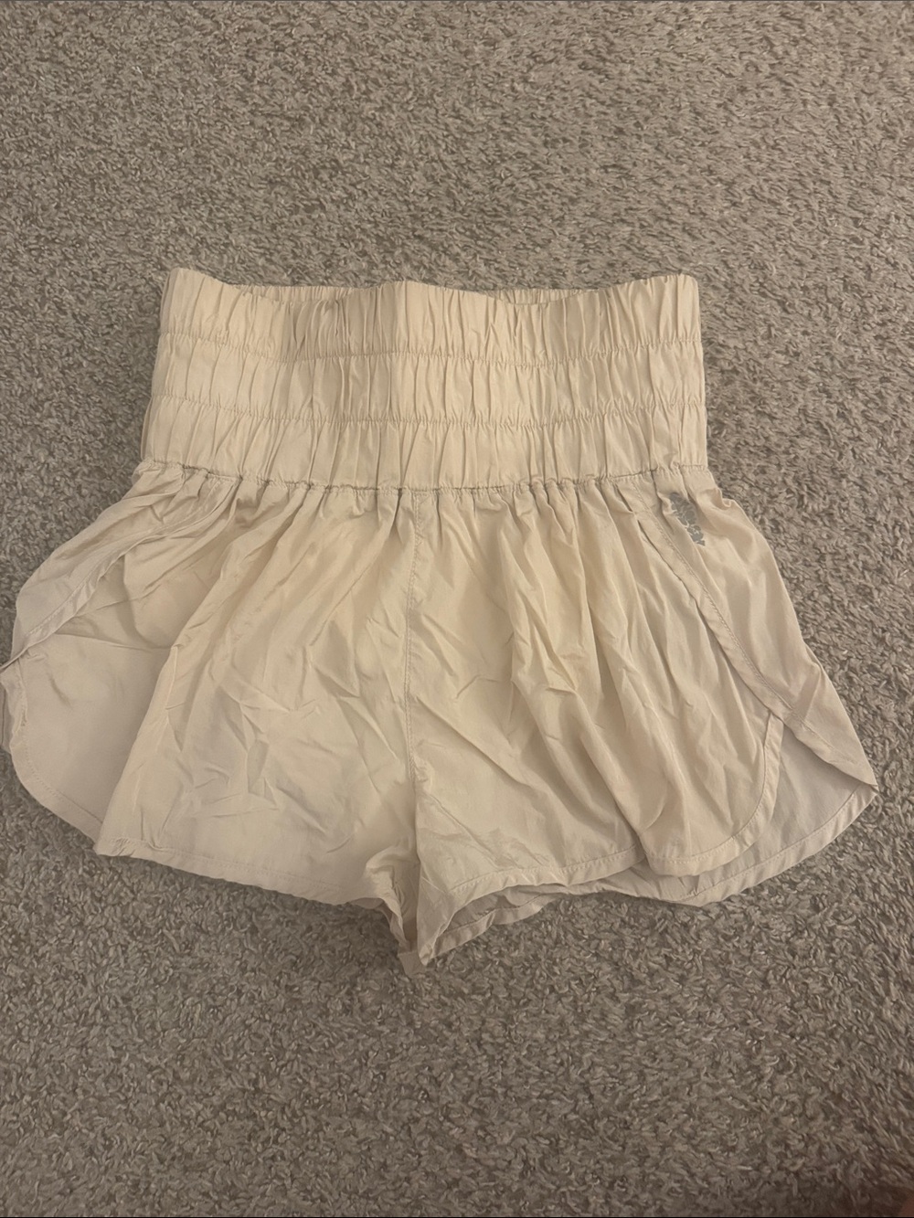 Women's Free People Smocked High-Waist Cream Shorts